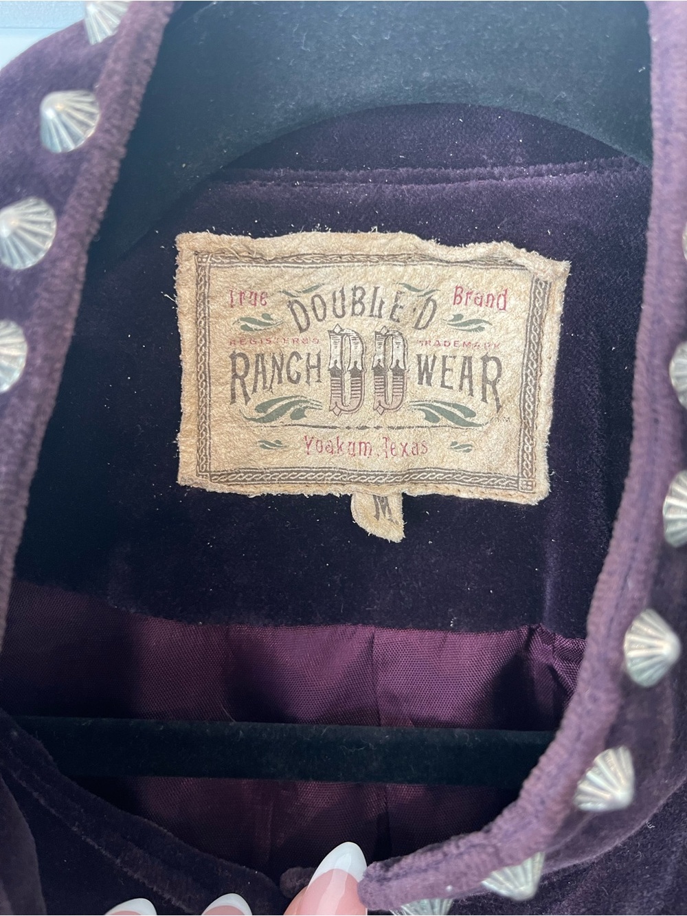 Vintage Double D Ranch Wear Plum Velvet Studded Western Jacket M - Picture 7 of 12